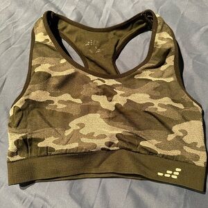 •BCG• green camouflage padded sports bra strappy back… size small EUC